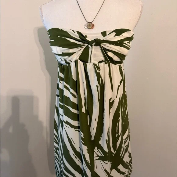Apt. 9 Olive Green & White Strapless Knot-Front Summer Dress - Picture 1 of 8